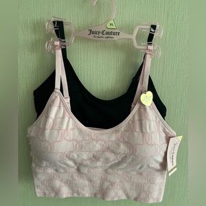 Juicy Couture Seamless Pull on 2 pc Bra Set Removable Pads Adjustable Straps